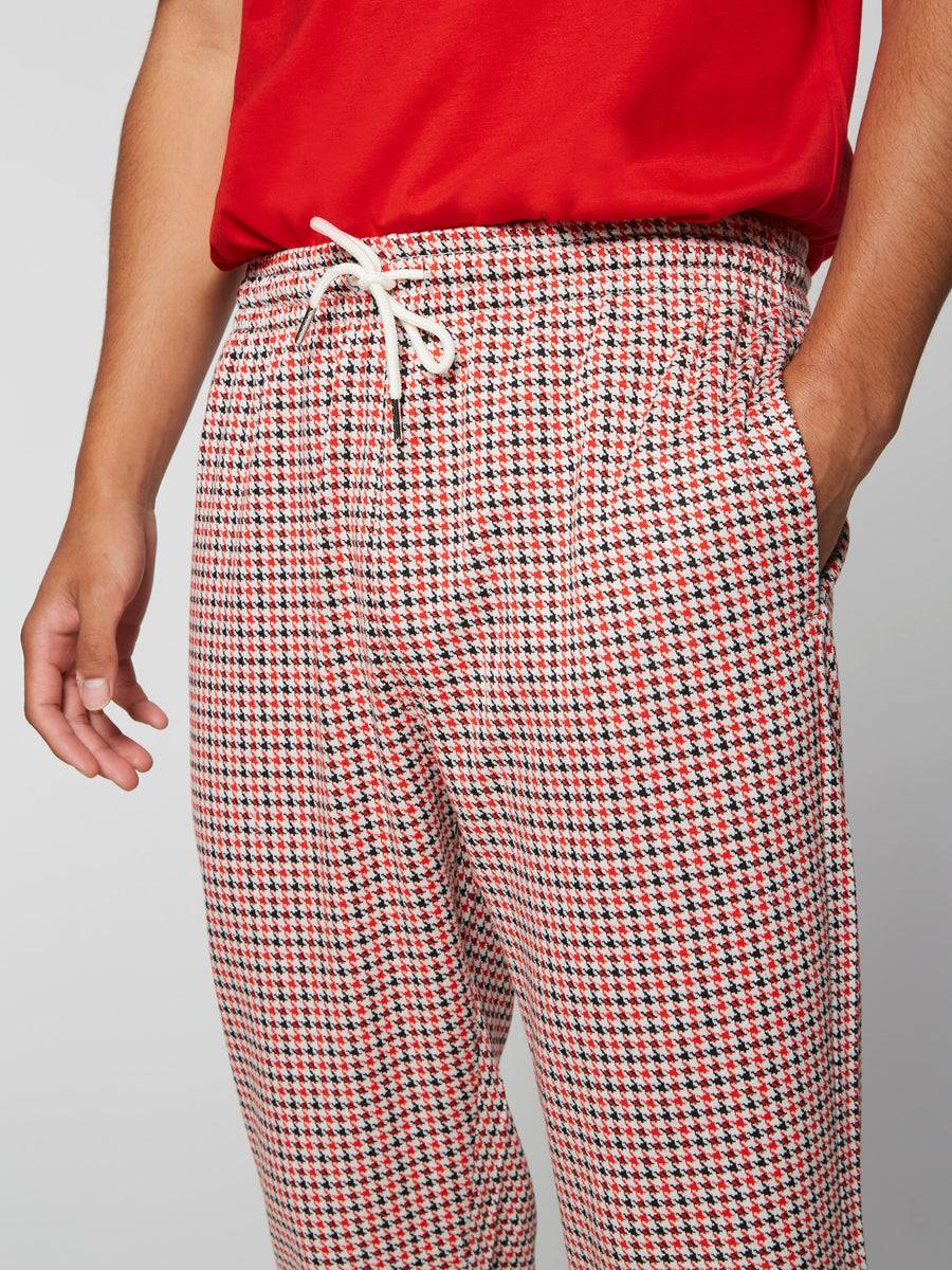 Dallas Houndstooth Track Pant- Poinciana