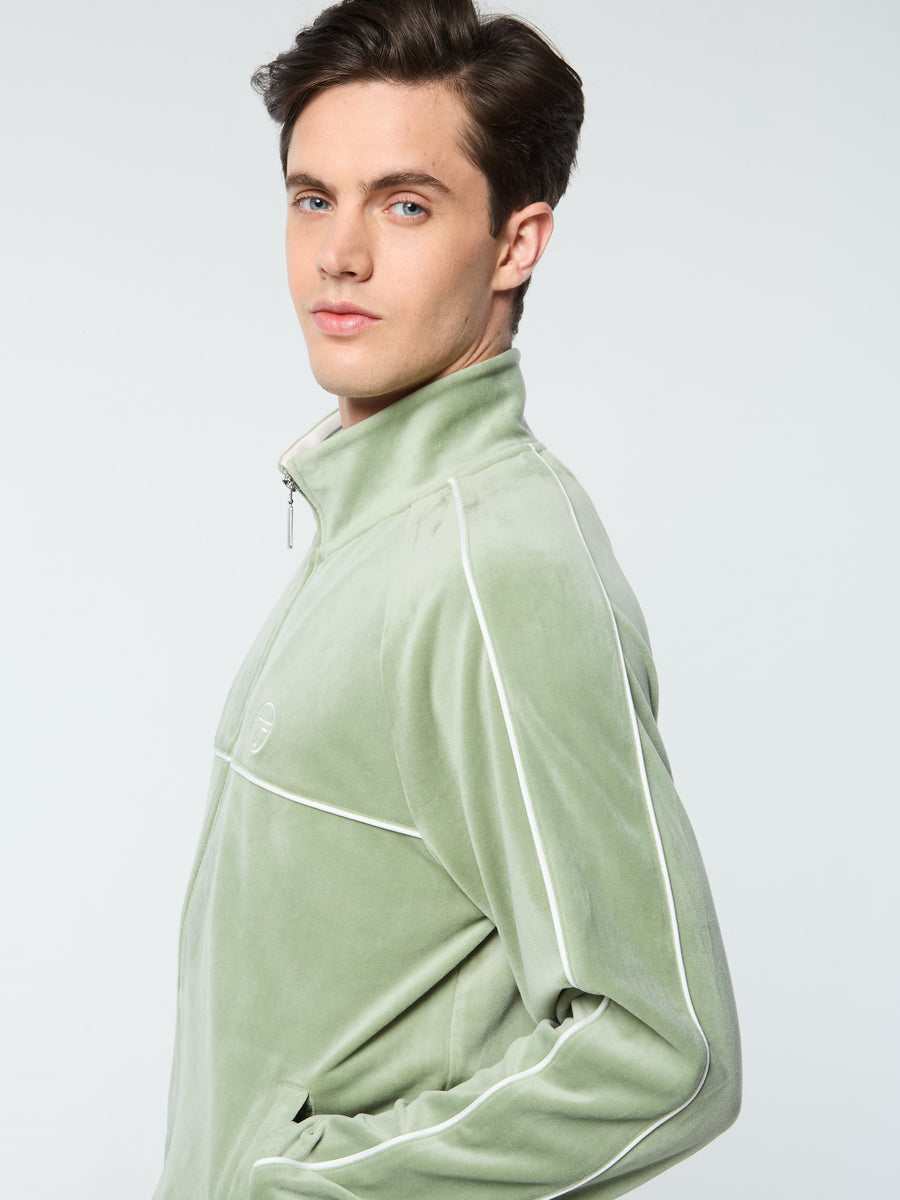 Lioni Velour Track Jacket- Hedge Green