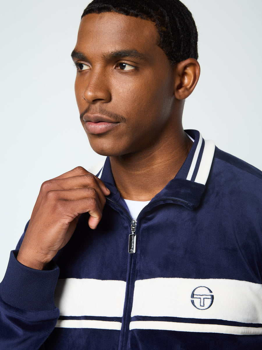 Damarindo Velour Track Jacket- Maritime Blue