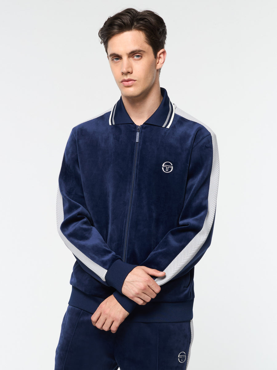 Maglia Velour Track Jacket- Maritime Blue