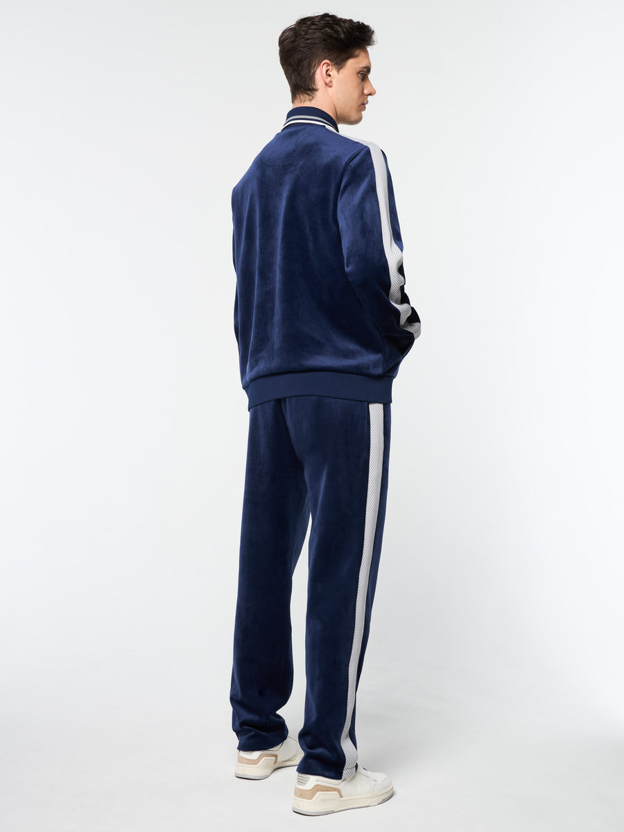 Maglia Velour Track Jacket- Maritime Blue