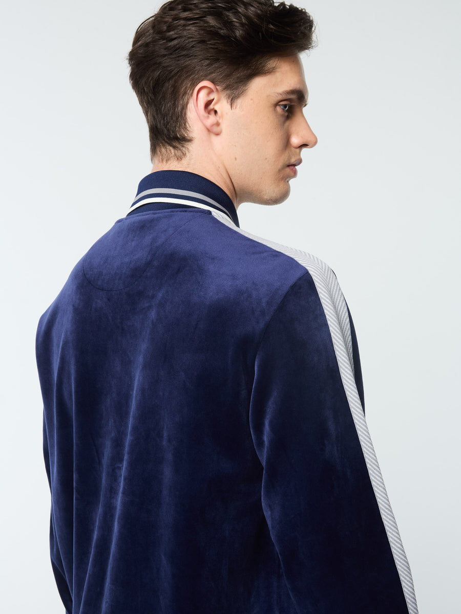 Maglia Velour Track Jacket- Maritime Blue