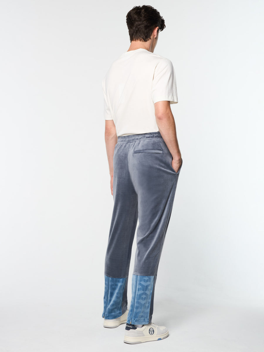 Foggia Velour Debossed Track Pant- Grisaille