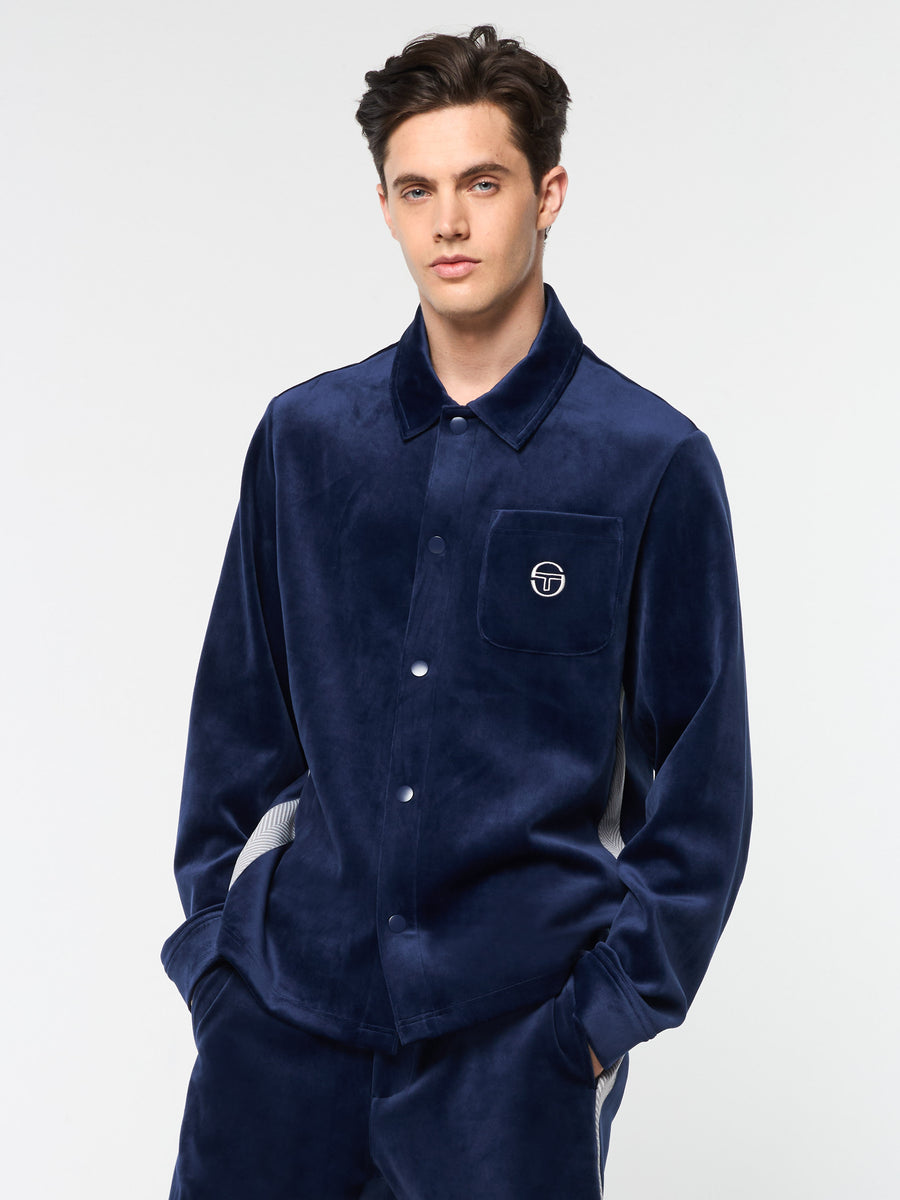 Maglia Velour Overshirt- Maritime Blue