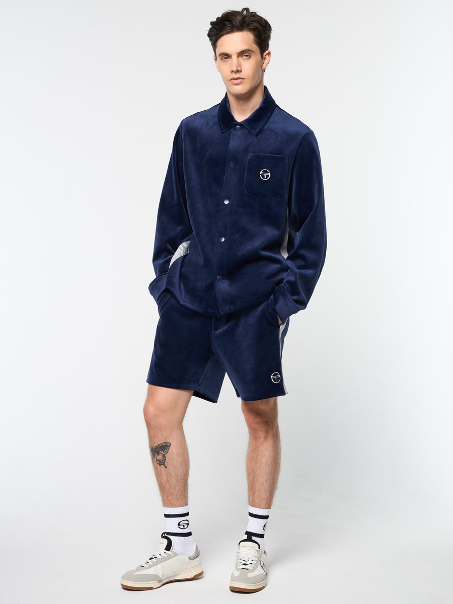 Maglia Velour Overshirt- Maritime Blue