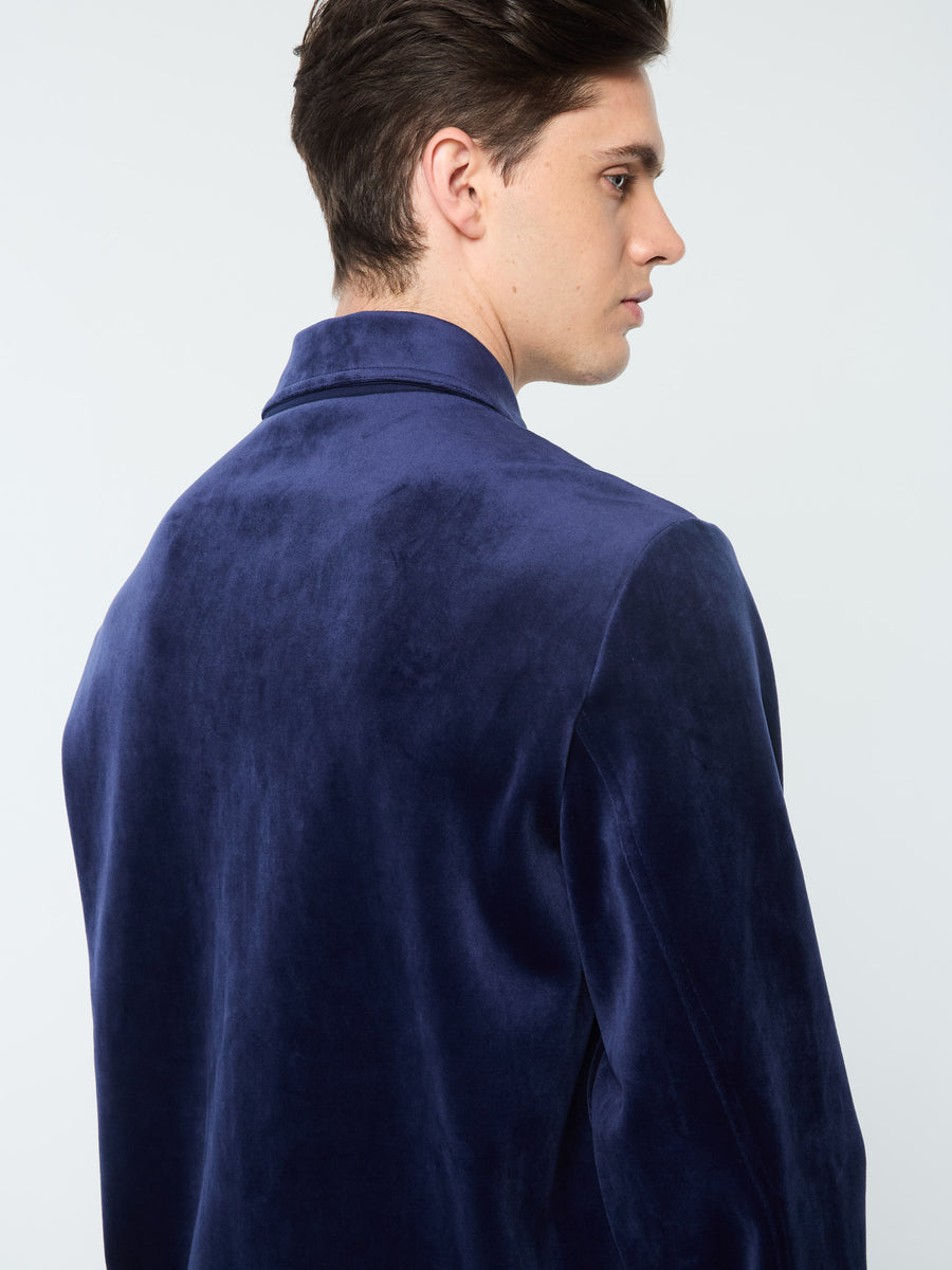 Maglia Velour Overshirt- Maritime Blue