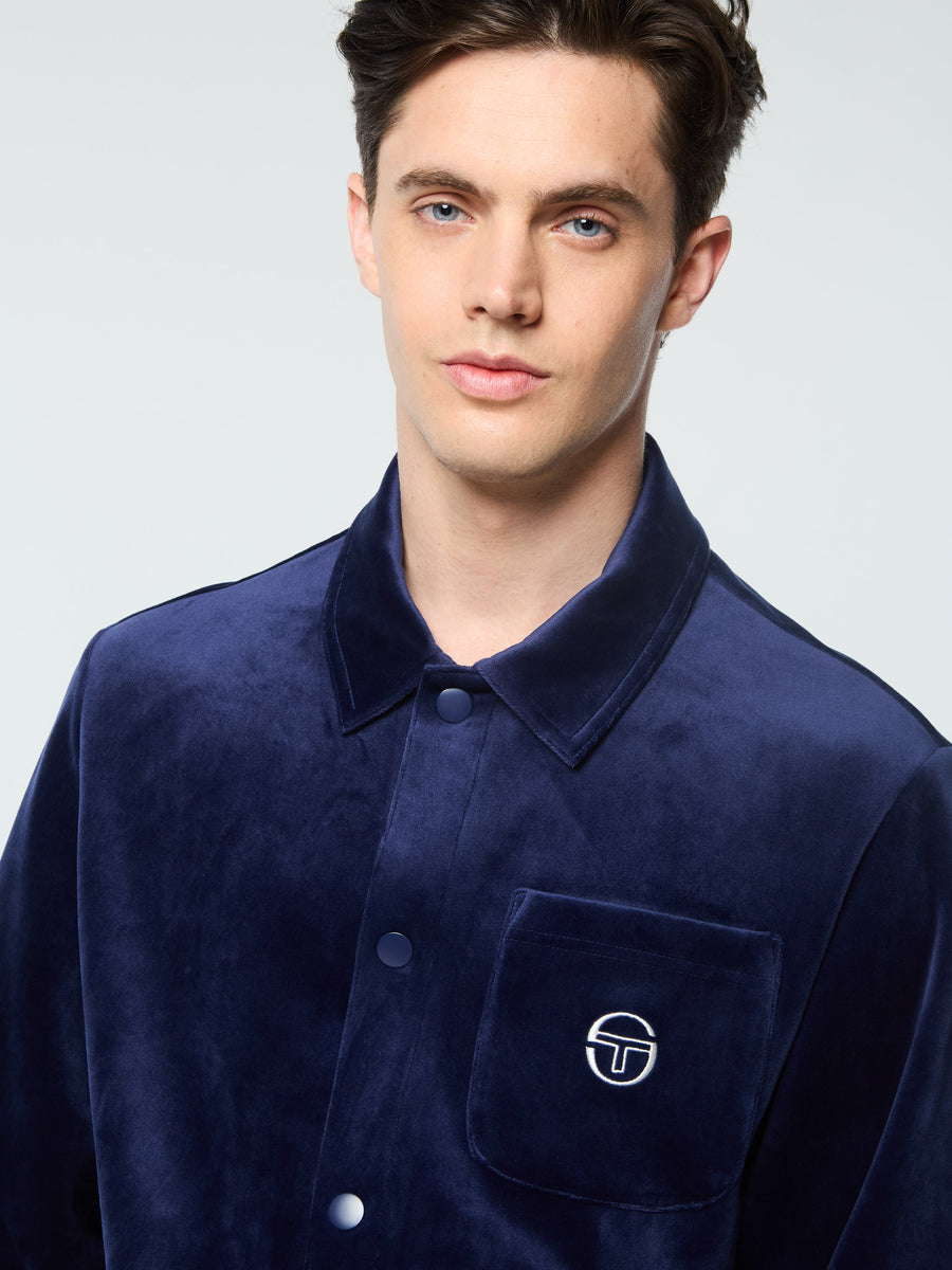 Maglia Velour Overshirt- Maritime Blue