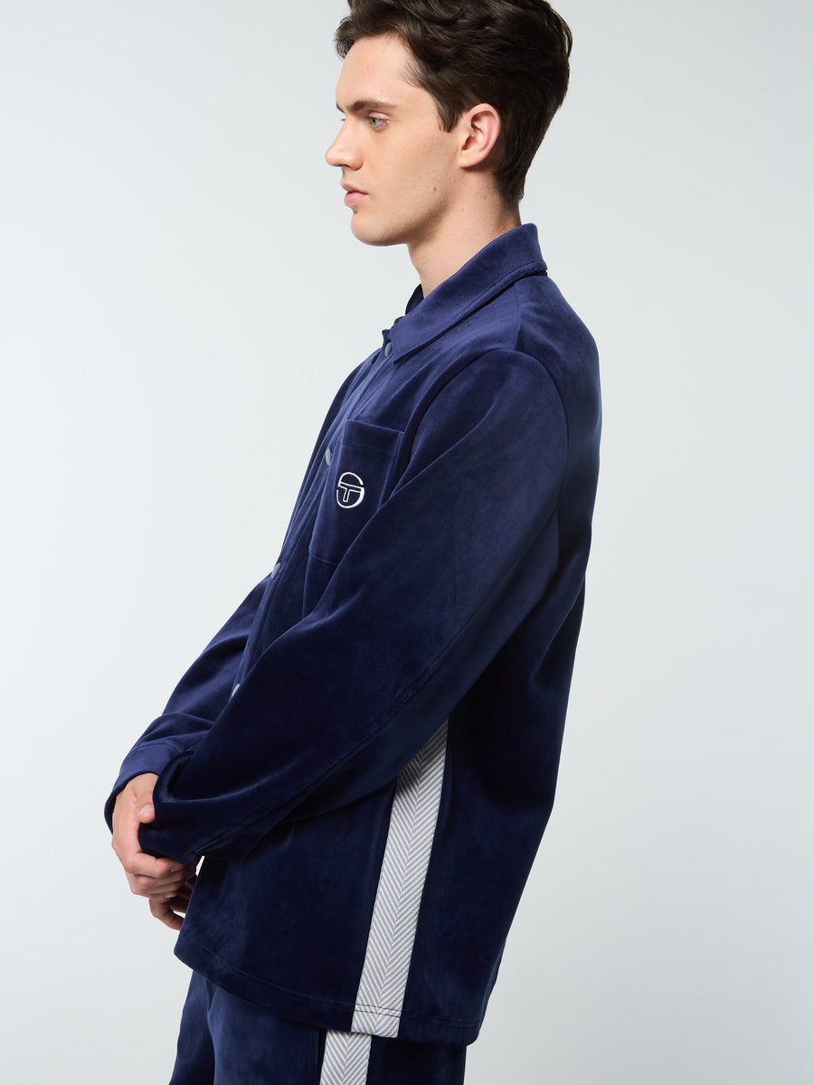 Maglia Velour Overshirt- Maritime Blue