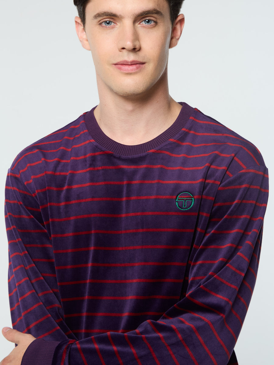 Foggia Velour Crewneck- Blackberry Cordial