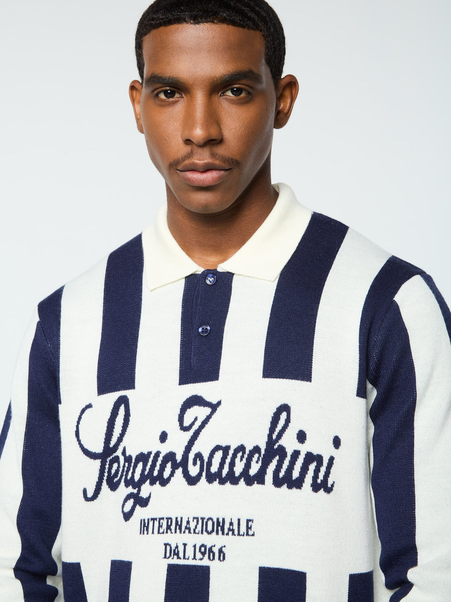 Gioco Jacquard Long Sleeve Polo- Gardenia