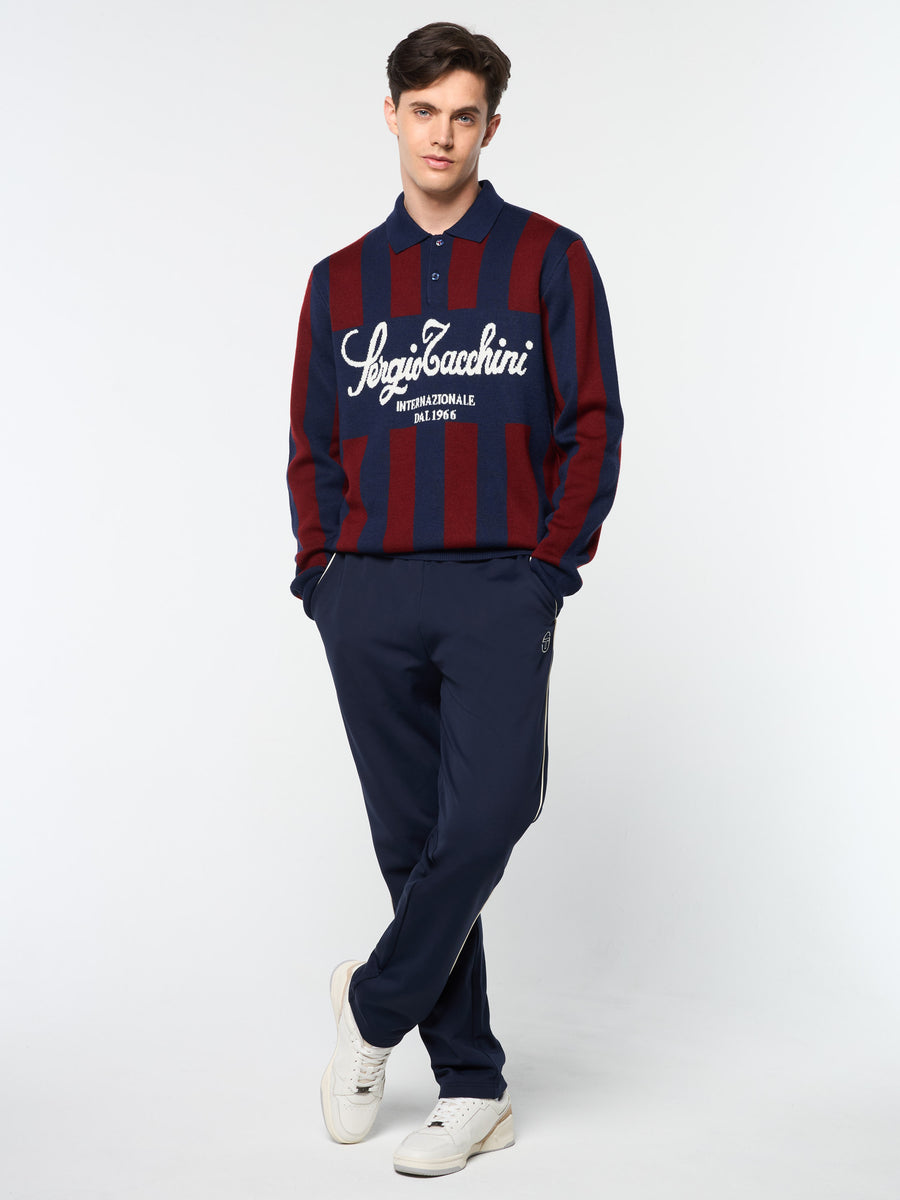 Gioco Jacquard Long Sleeve Polo- Maritime Blue