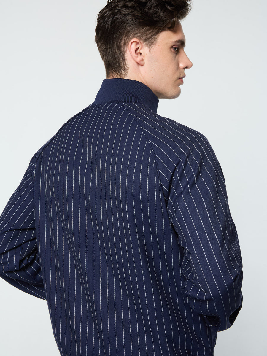 Gessato Suiting Track Jacket- Maritime Blue