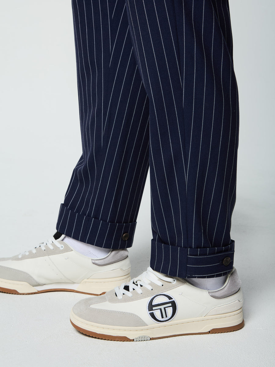 Gessato Suiting Track Pant- Maritime Blue