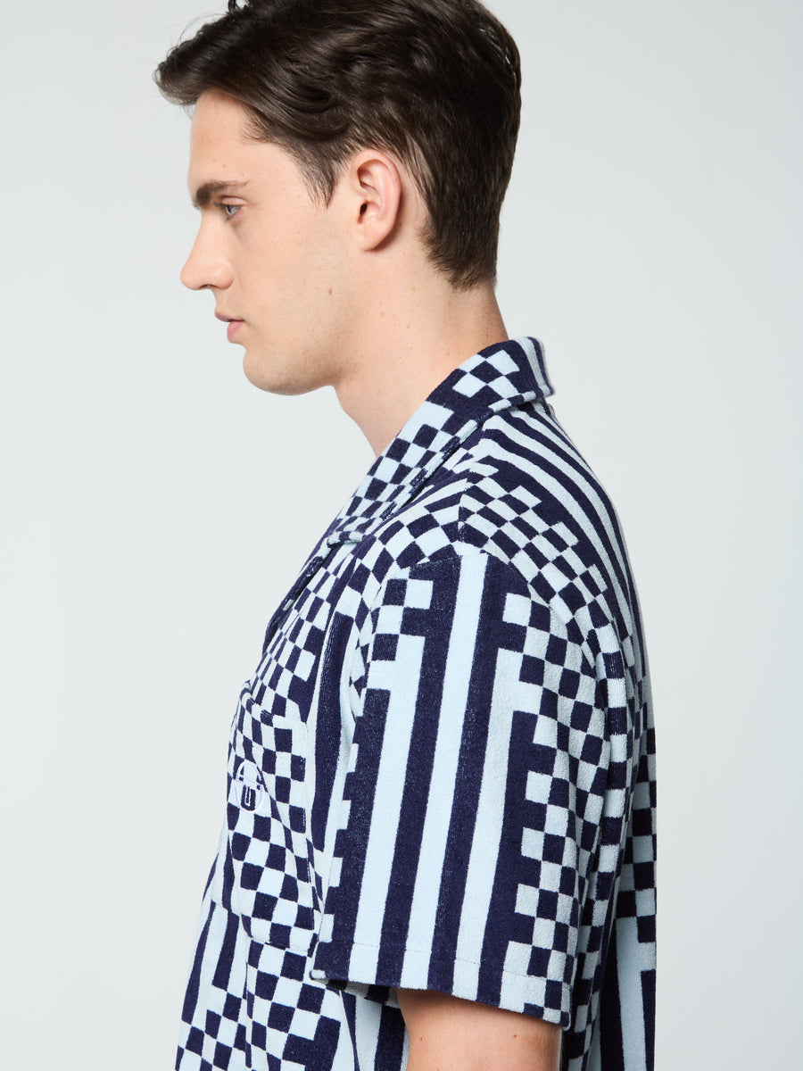 Piastrella Terry Cabana Shirt- Maritime Blue