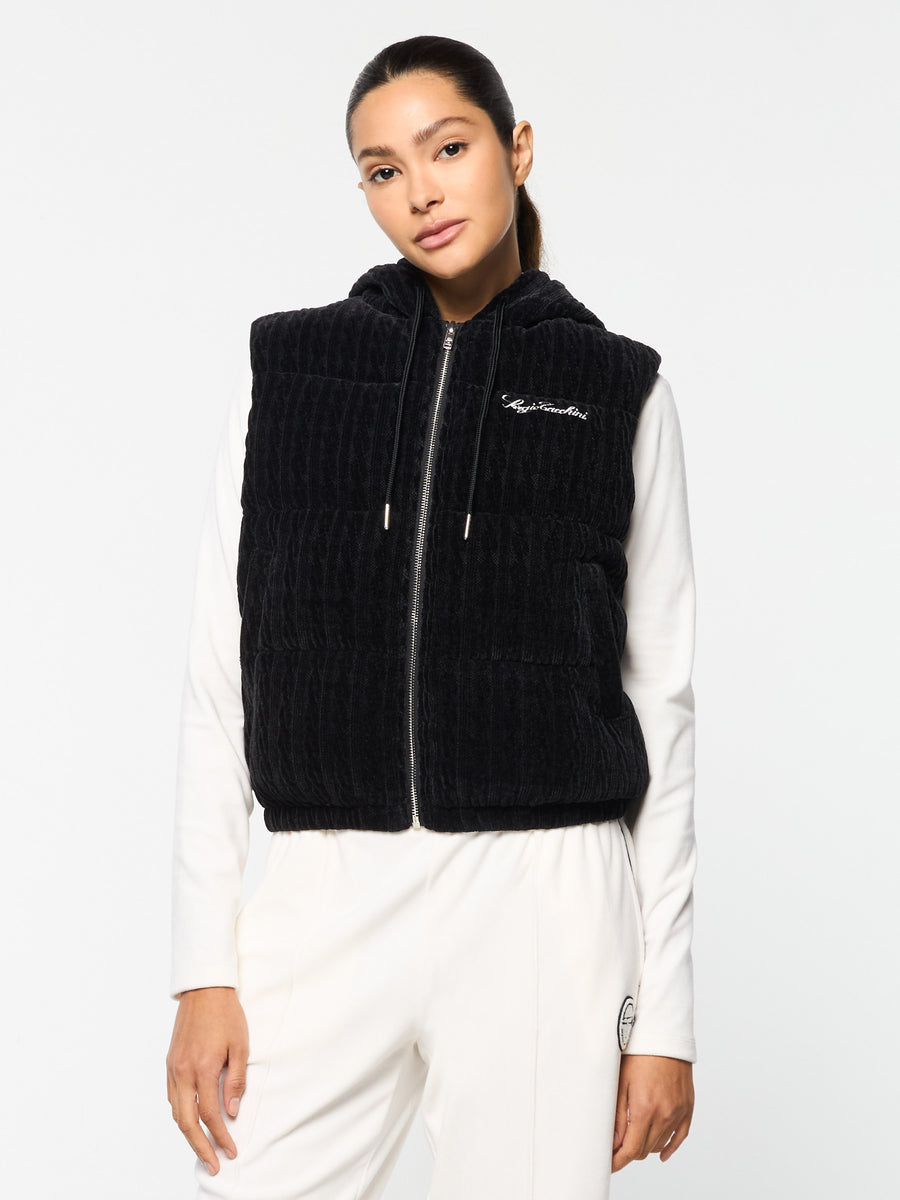 Catena Chenille Puffer Vest- Black Beauty