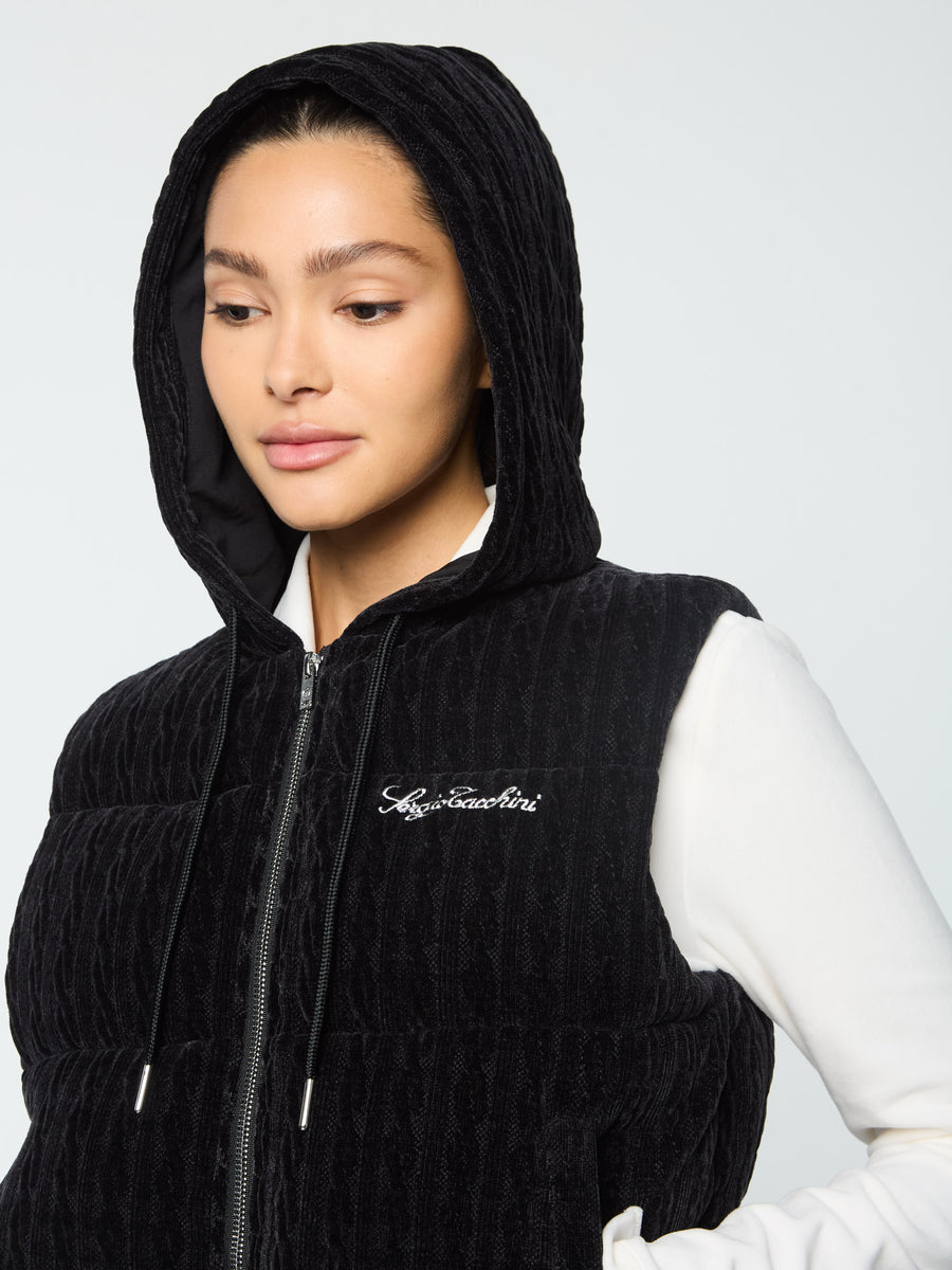 Catena Chenille Puffer Vest- Black Beauty