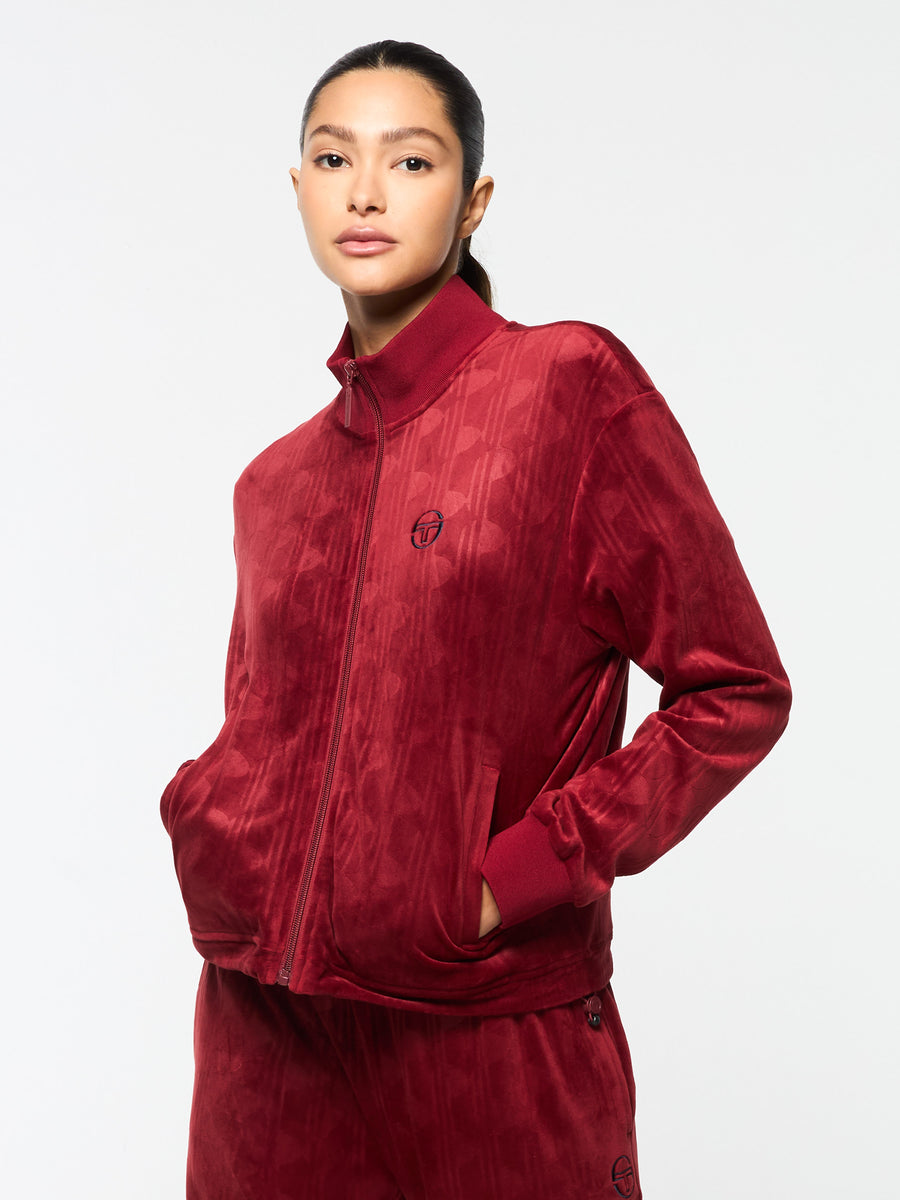 Gabrisa Velour Track Jacket- Sun Dried Tomato