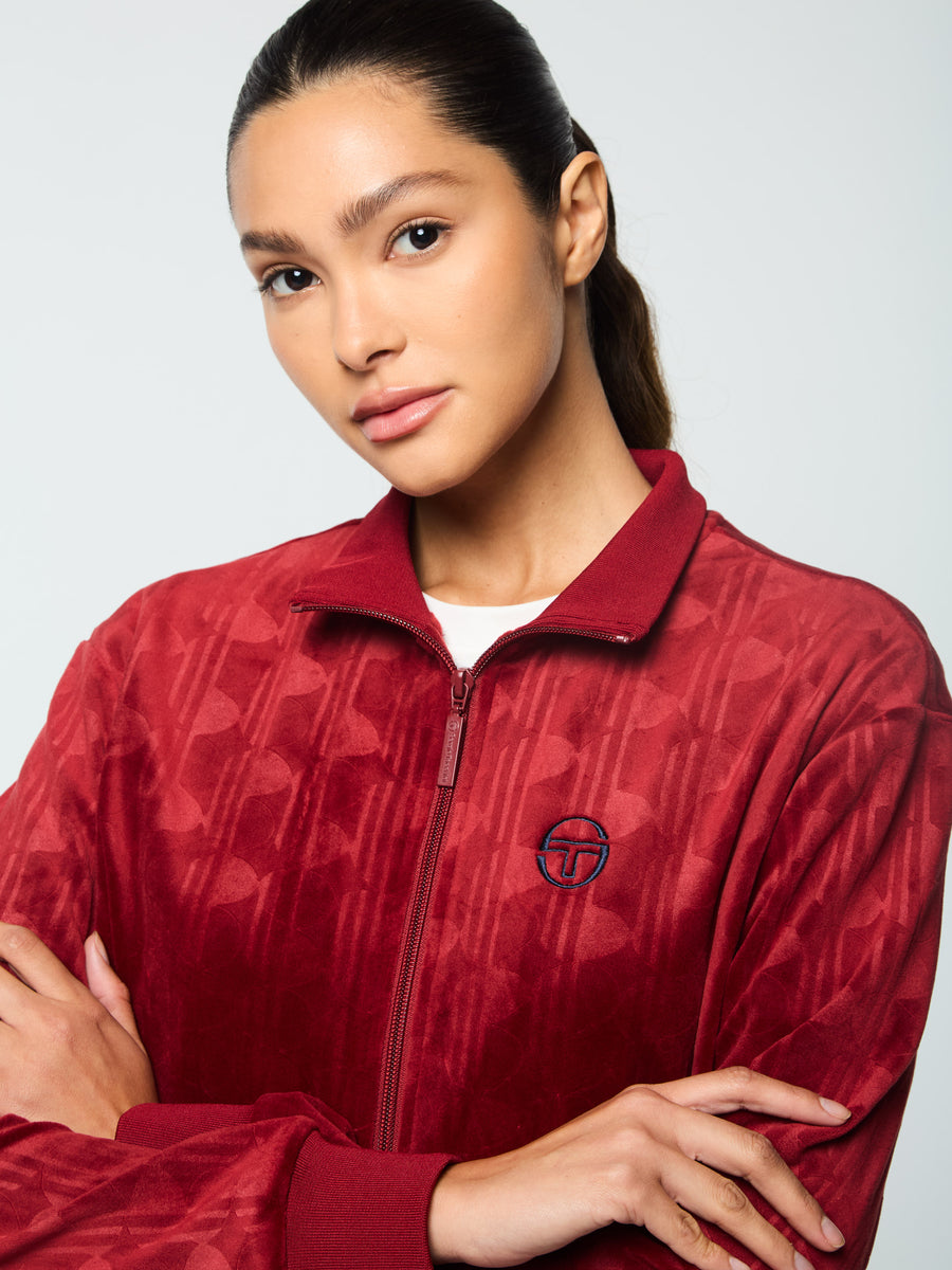 Gabrisa Velour Track Jacket- Sun Dried Tomato