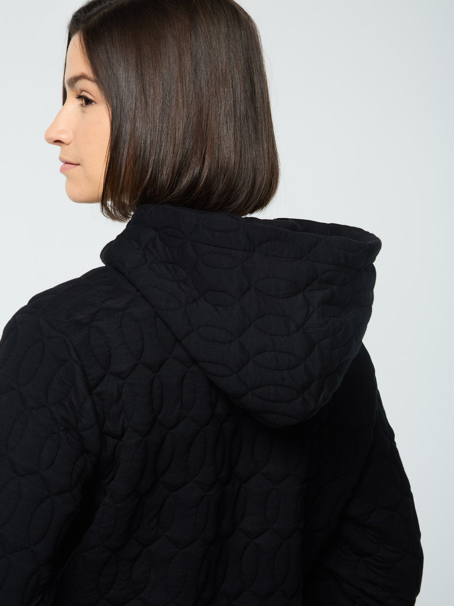 Black quilted hoodie online