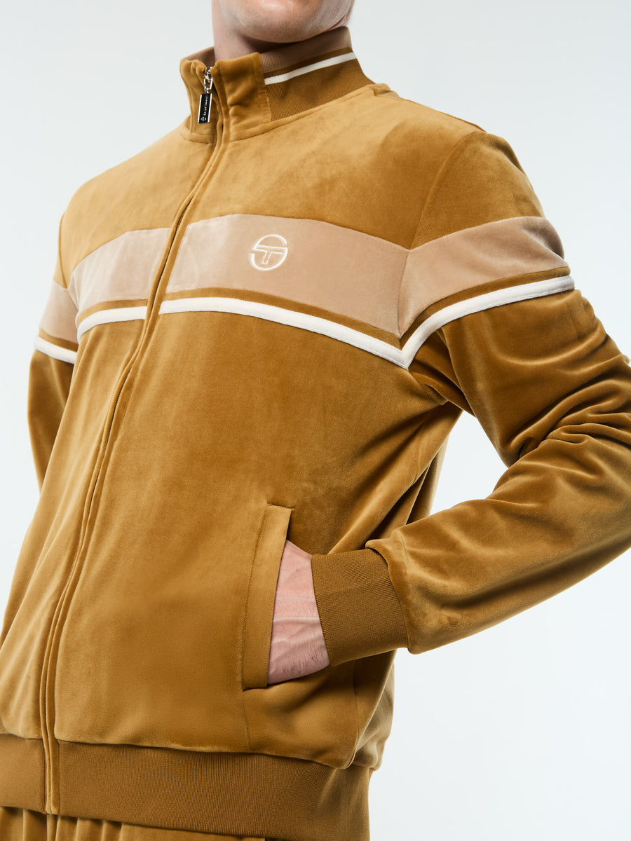 Damarindo Velour Track Jacket- Bronze Brown