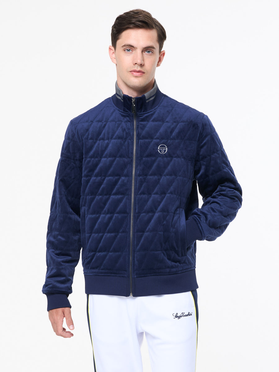 Redi Quilted Velour Bomber Jacket- Maritime Blue