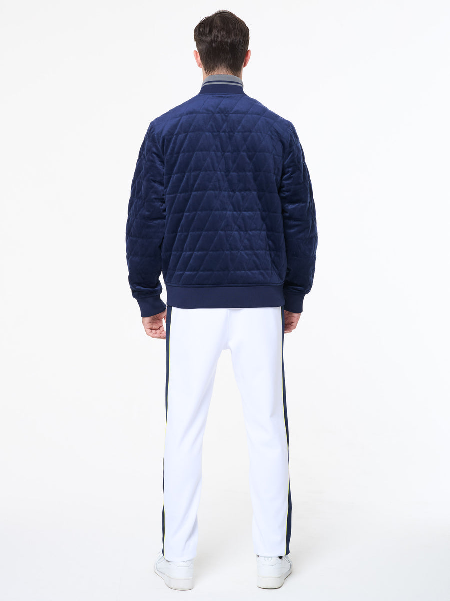Redi Quilted Velour Bomber Jacket- Maritime Blue