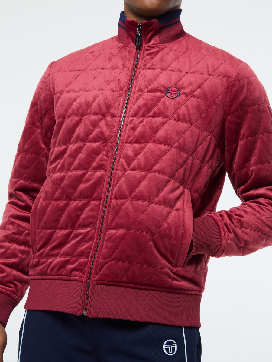 Redi Quilted Velour Bomber Jacket- Rhubarb