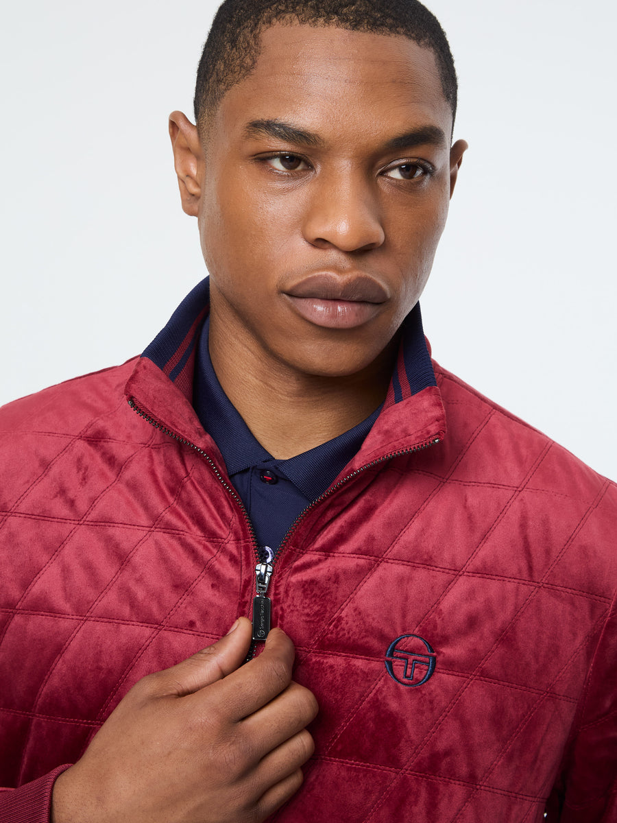 Redi Quilted Velour Bomber Jacket- Rhubarb