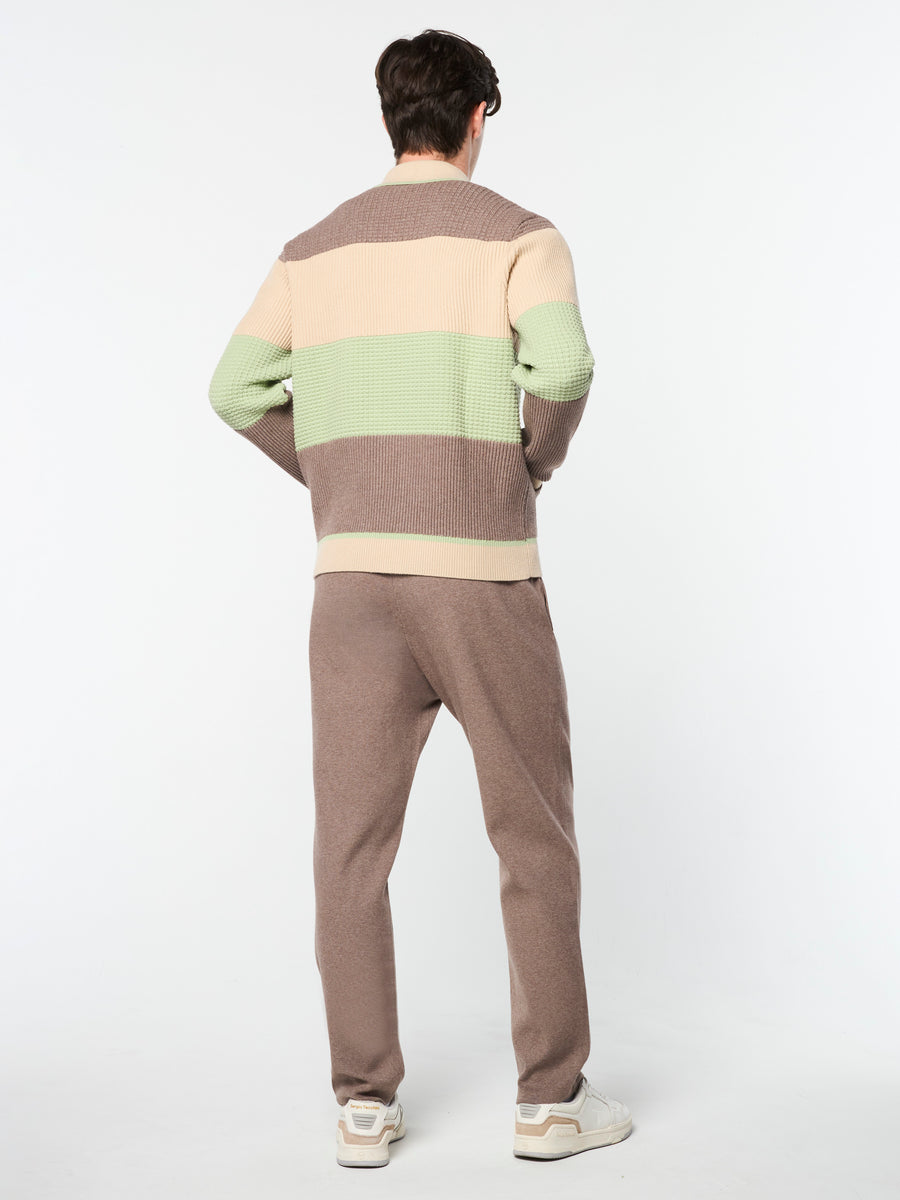 Enzo Striped Track Jacket- Taupe Grey