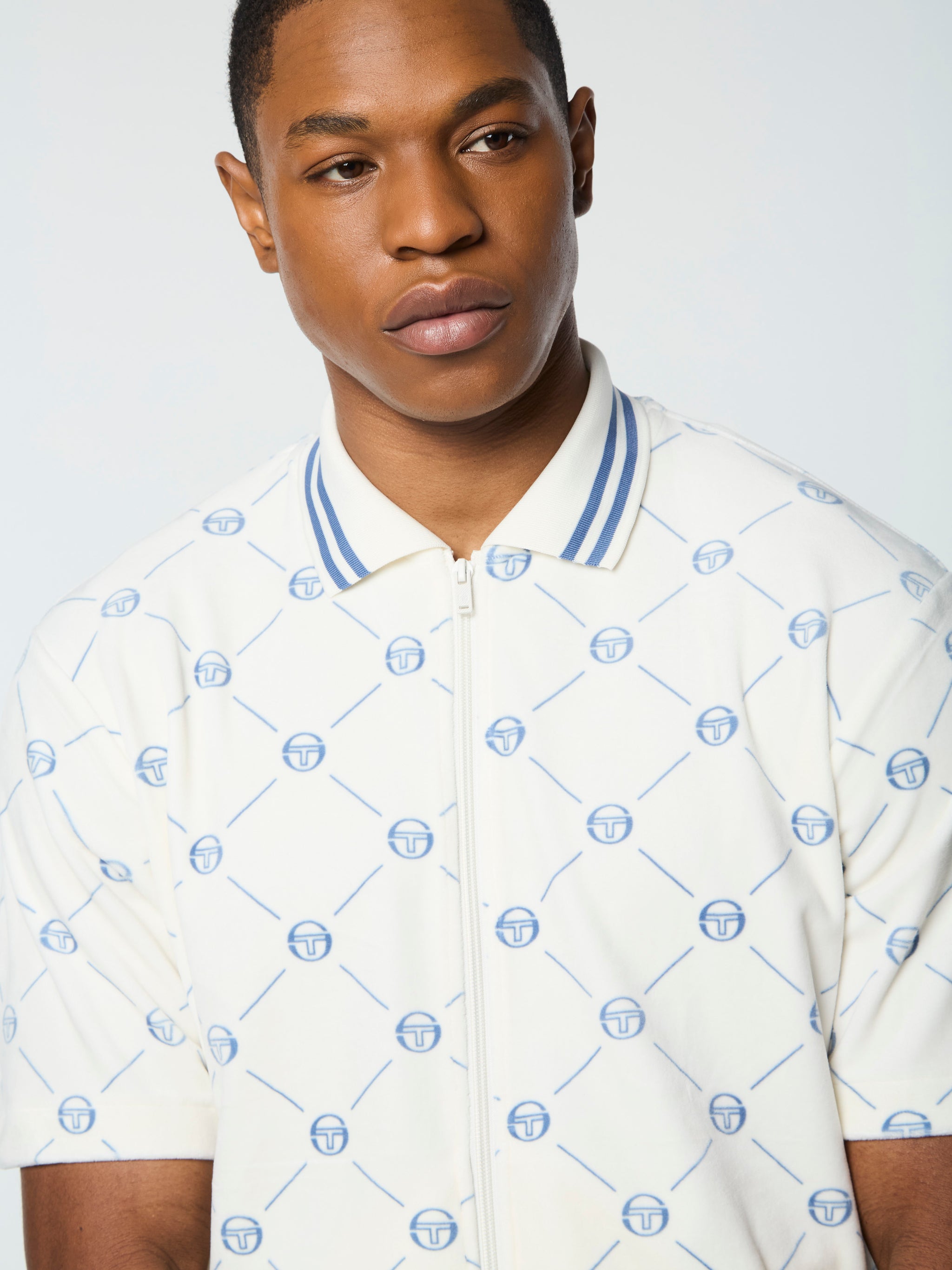 Cosimo Velour Zip-Up Polo- Gardenia – Sergio Tacchini Europe