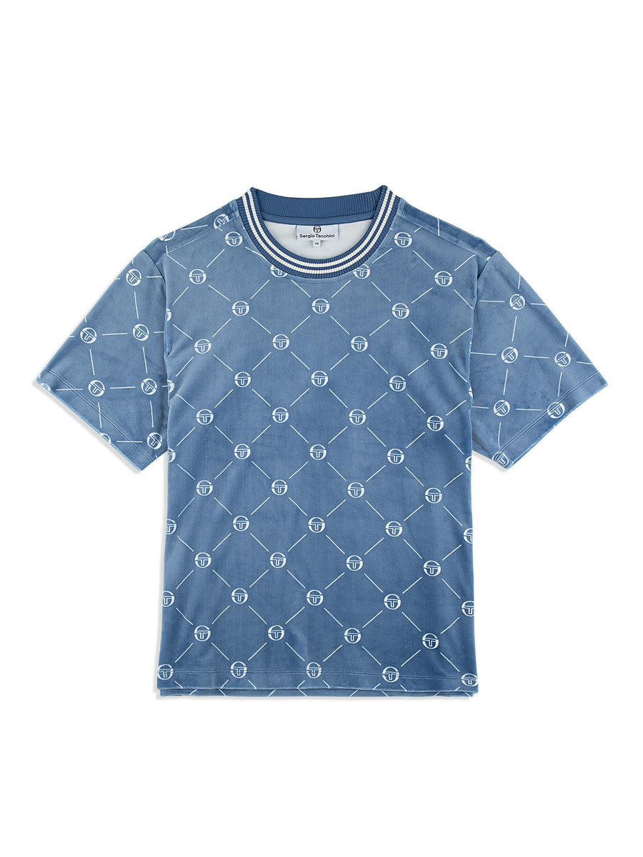 Cosimo Velour T-Shirt- Faded Denim