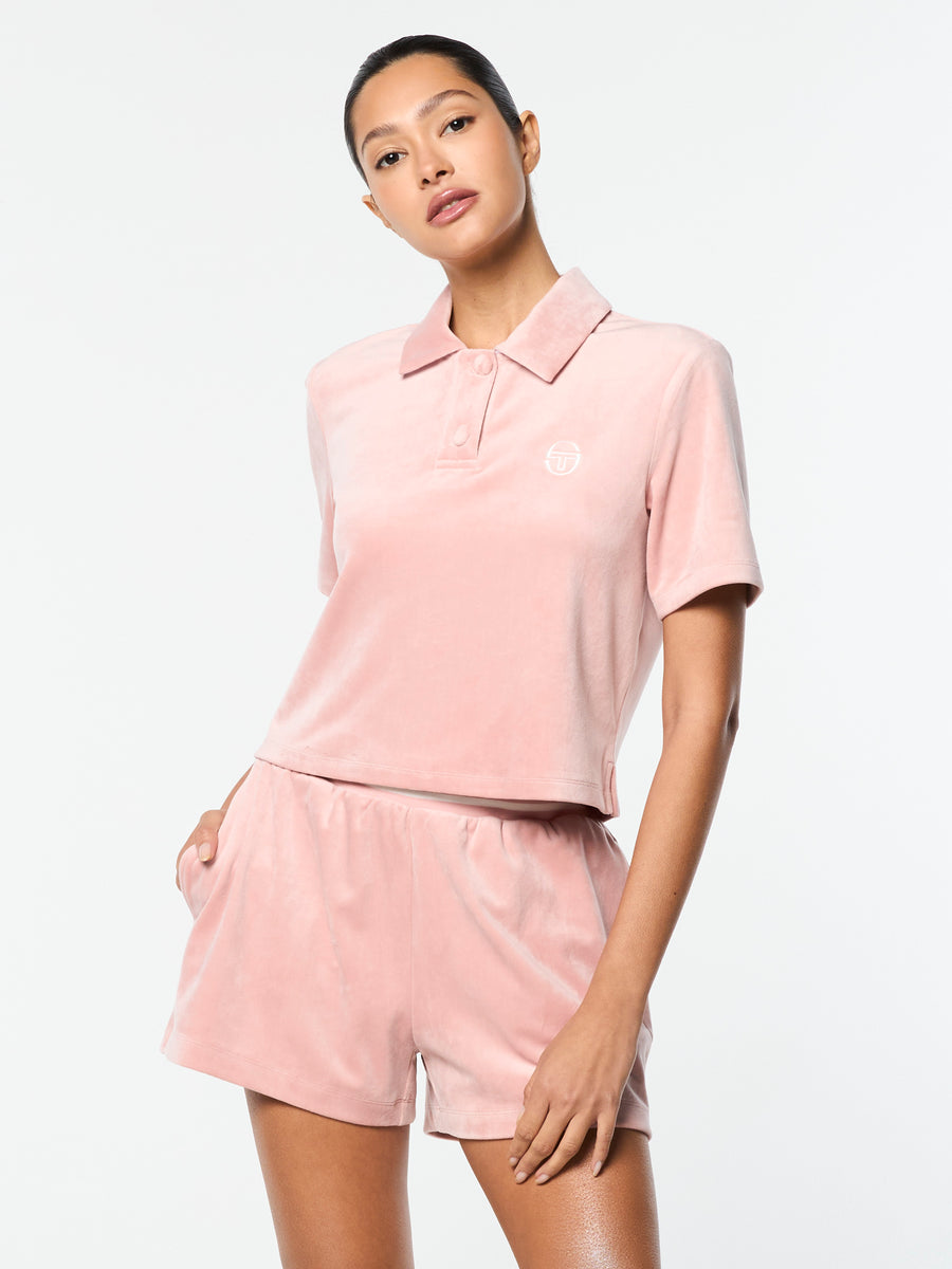 Adele Velour Polo- Pale Mauve