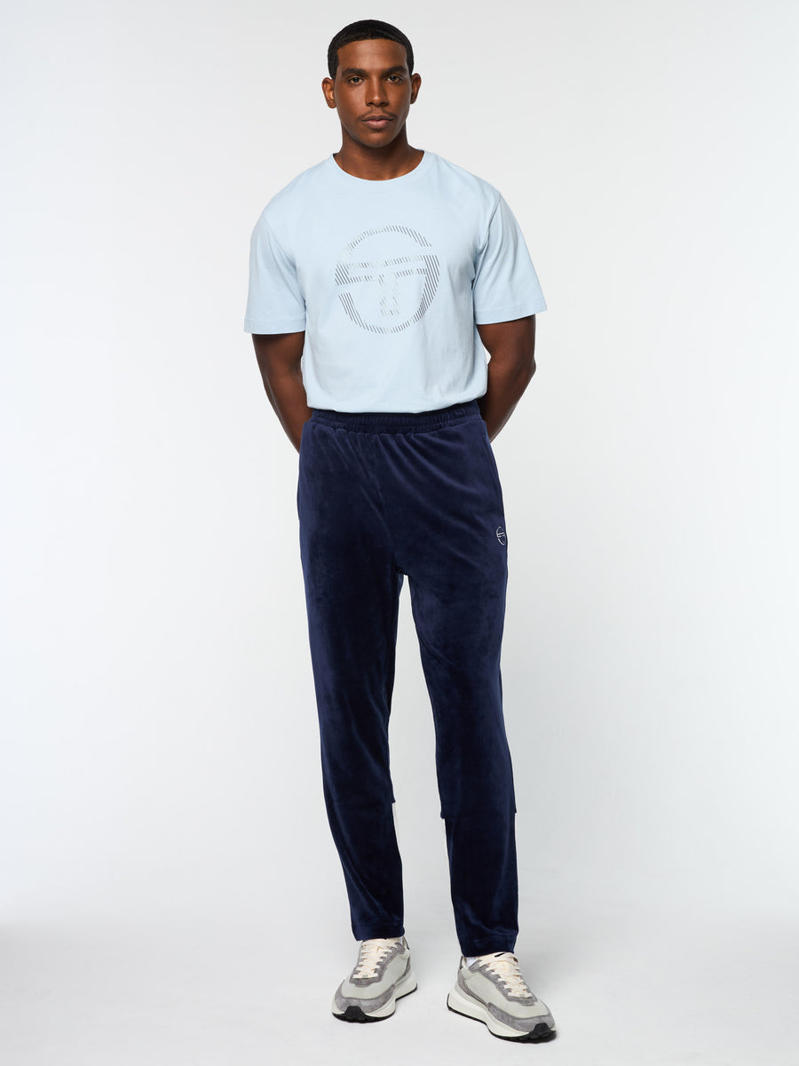 Foggia Velour Debossed Track Pant- Maritime Blue