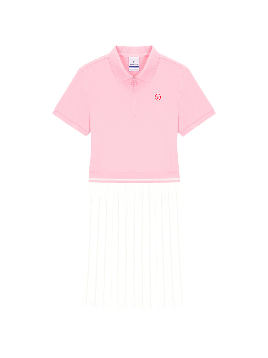 Jersey Mix Pleats Collared Dress- Light Pink Sergio Tacchini Europe Jersey Mix Pleats Collared Dress- Light Pink Sergio Tacchini Europe