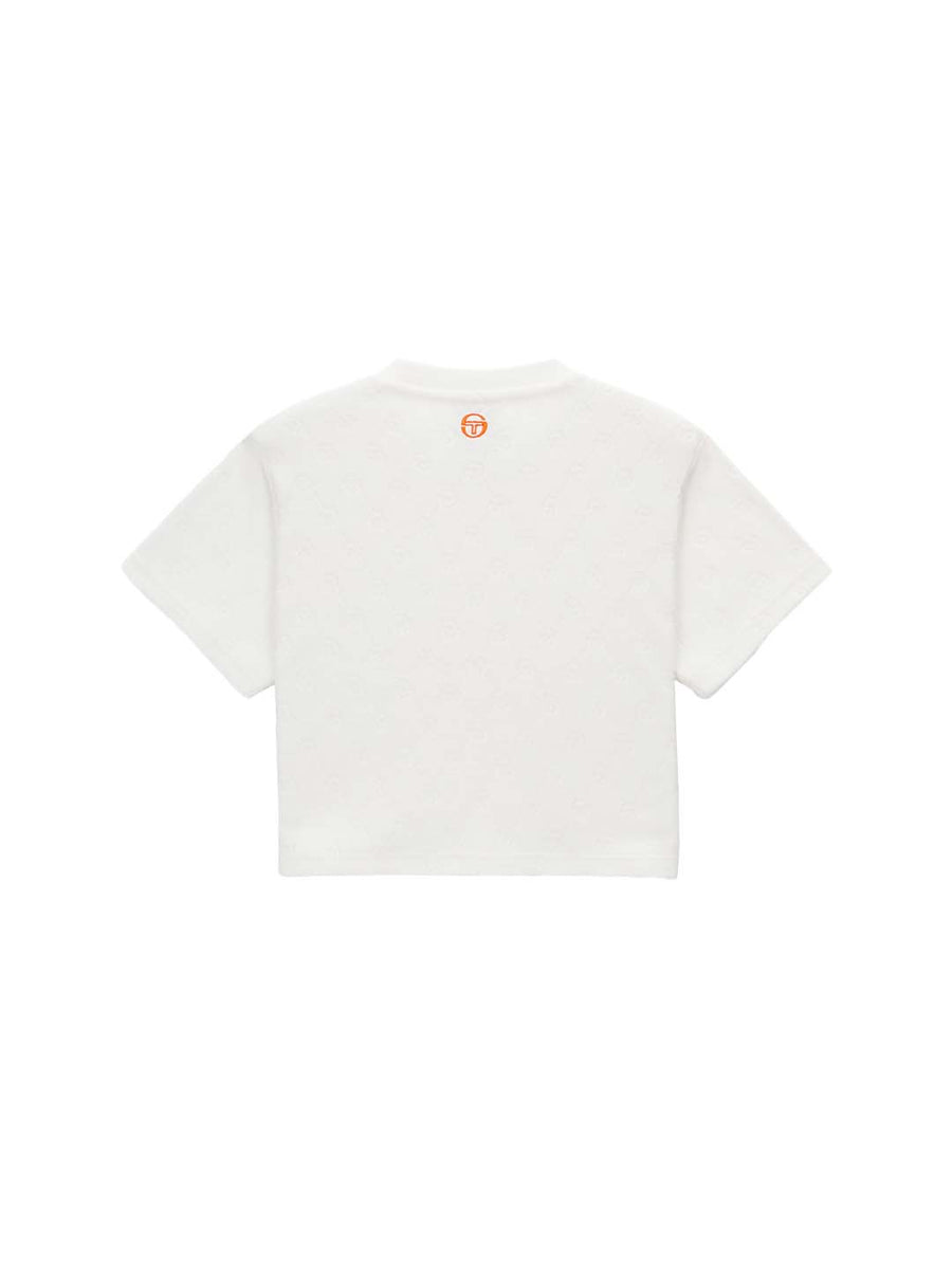 Women's Terry Jacquard Cropped T-Shirt- Off White