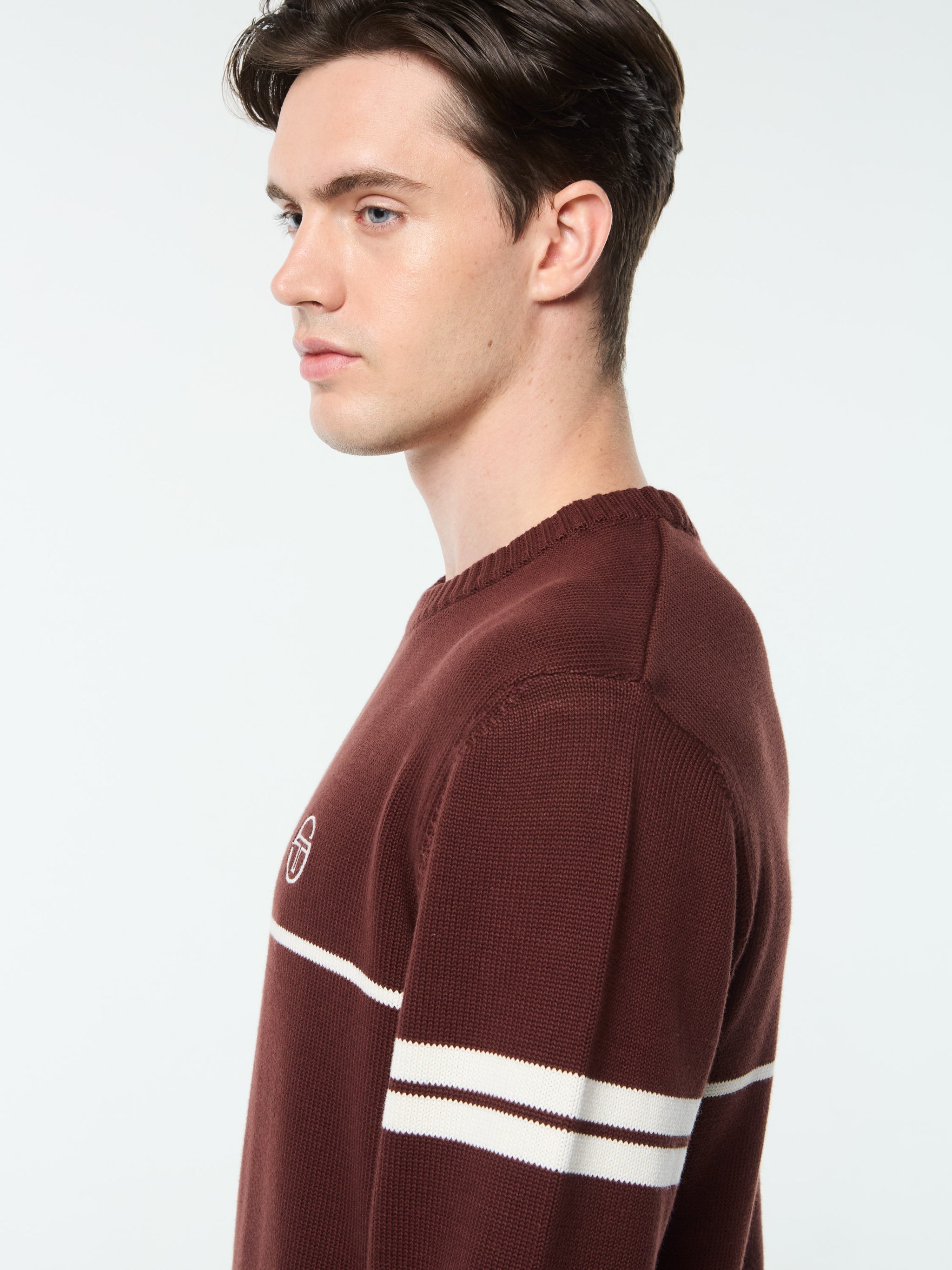Orion Knit Sweater- Bitter Chocolate/ Gardenia – Sergio Tacchini