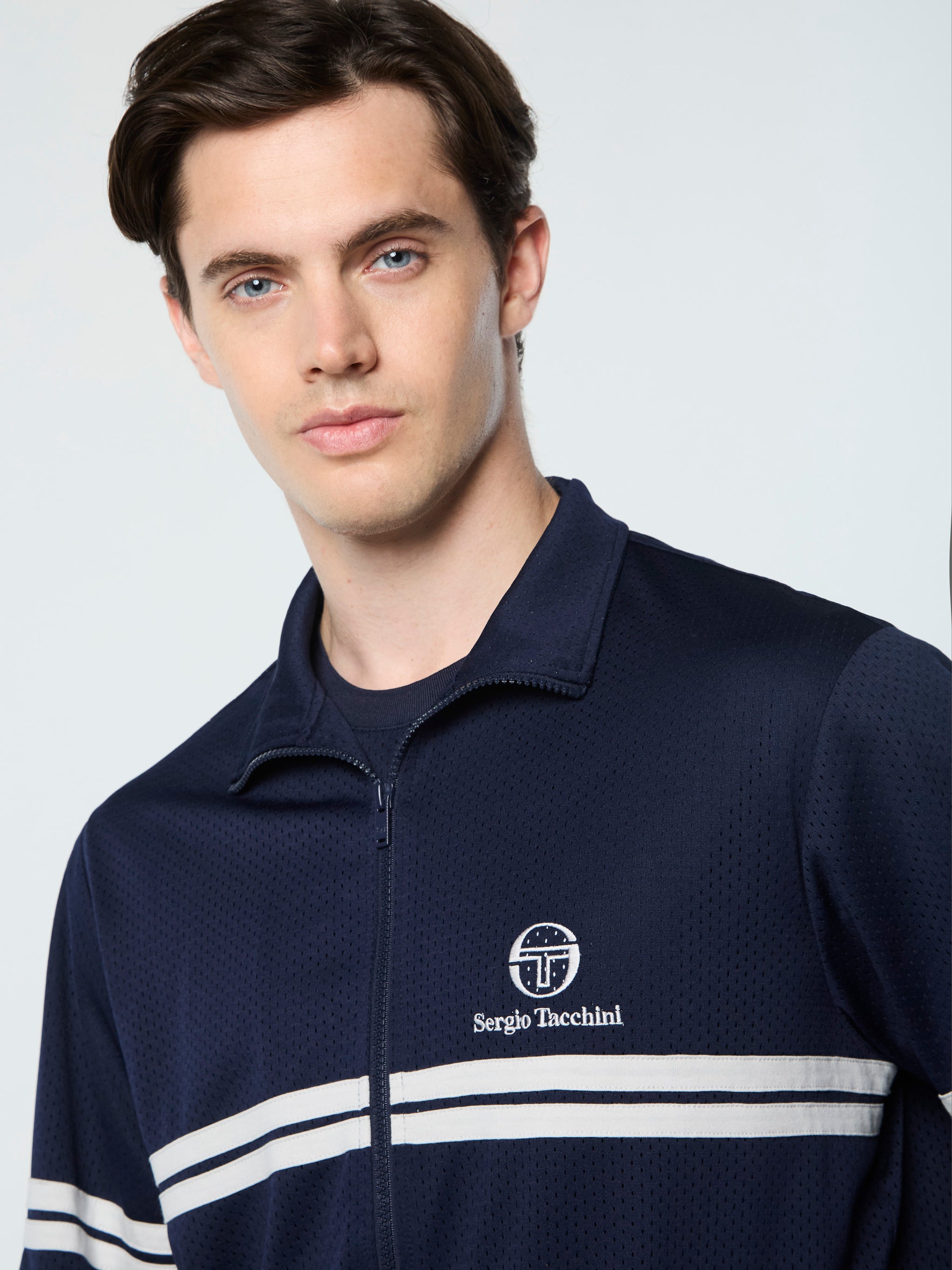 Sergio Tacchini ポロシャツ L 青系ストライプ Arturo Mesh Track Jacket- Maritime Blue/ Quiet Gray – Sergio