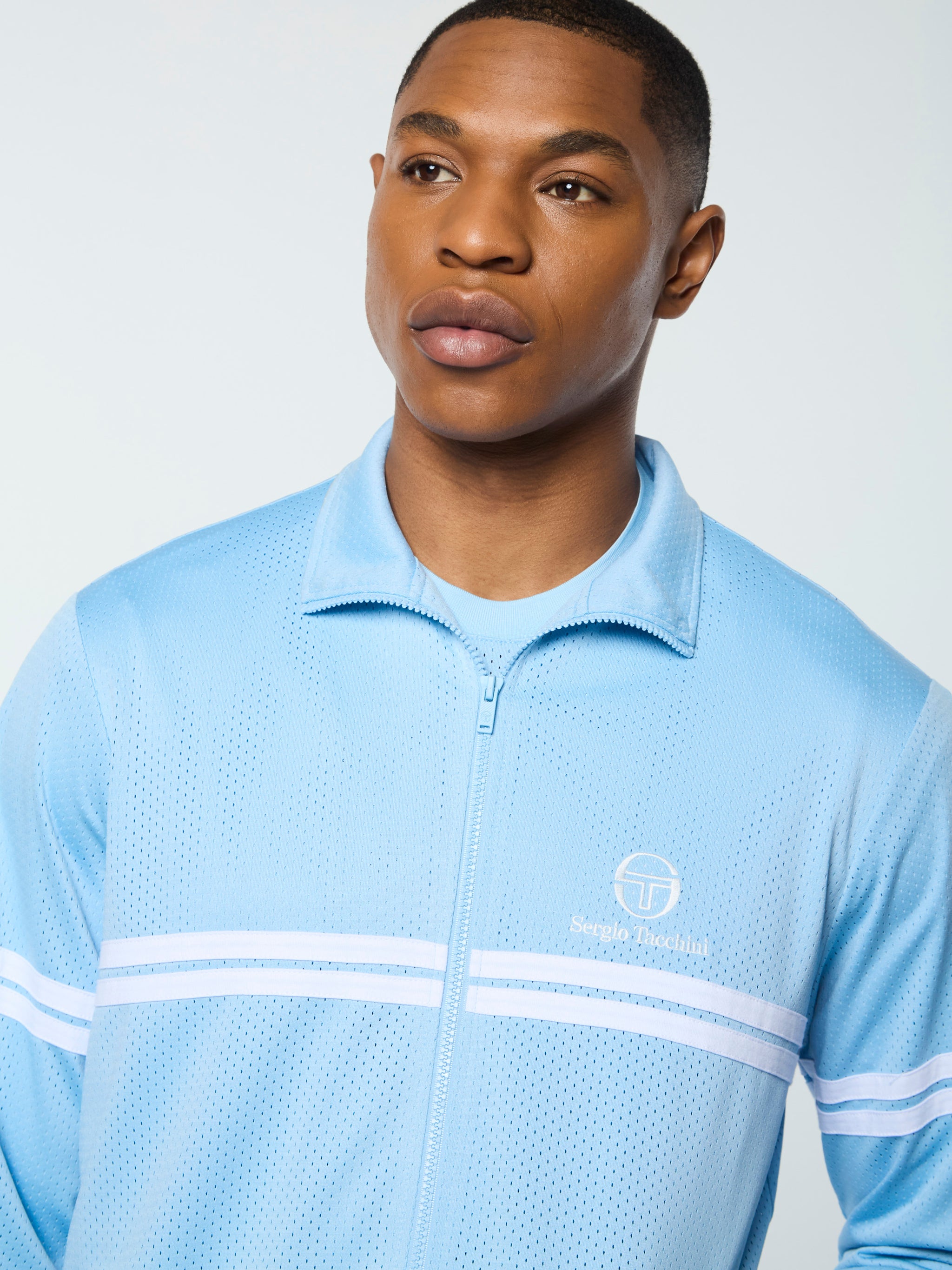 Arturo Mesh Track Jacket- Dutch Canal/ White – Sergio Tacchini Europe