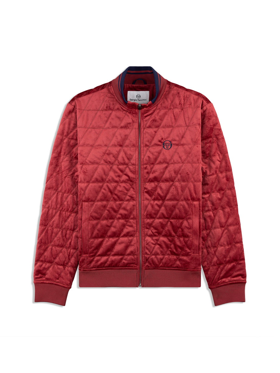 Redi Quilted Velour Bomber Jacket- Rhubarb